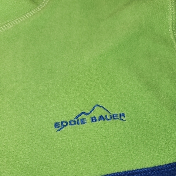 EDDIE Bauer Hoodie Size Large Blue and Green Fleece Hoodie - Picture 2 of 4
